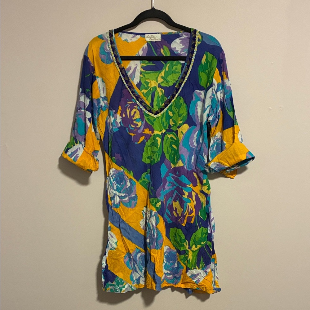 Vibrant Floral V-Neck Swim Cover-Up